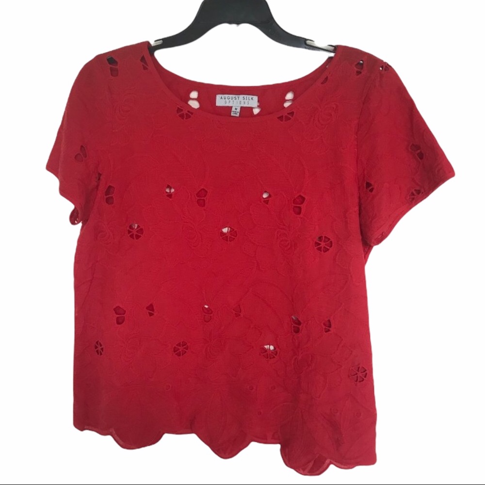 August Silk options red top M